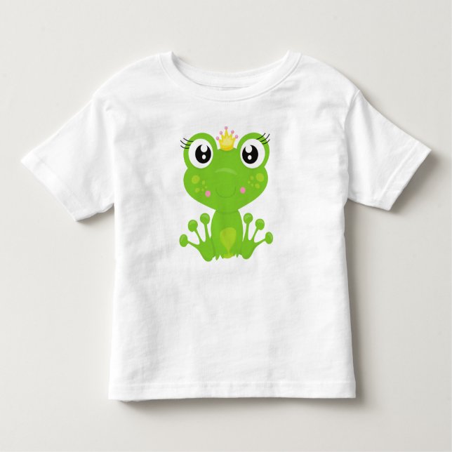 Cute Frog, Green Frog, Frog Princess, Crown Toddler T-Shirt (Front)