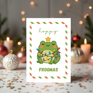 Cute Frog “Hoppy Frogmas” Funny Holiday Card