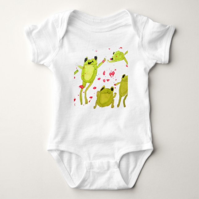 Cute frog illustration baby bodysuit (Front)