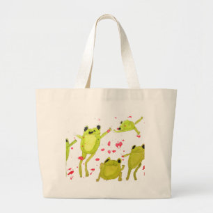 Cute frog illustration large tote bag