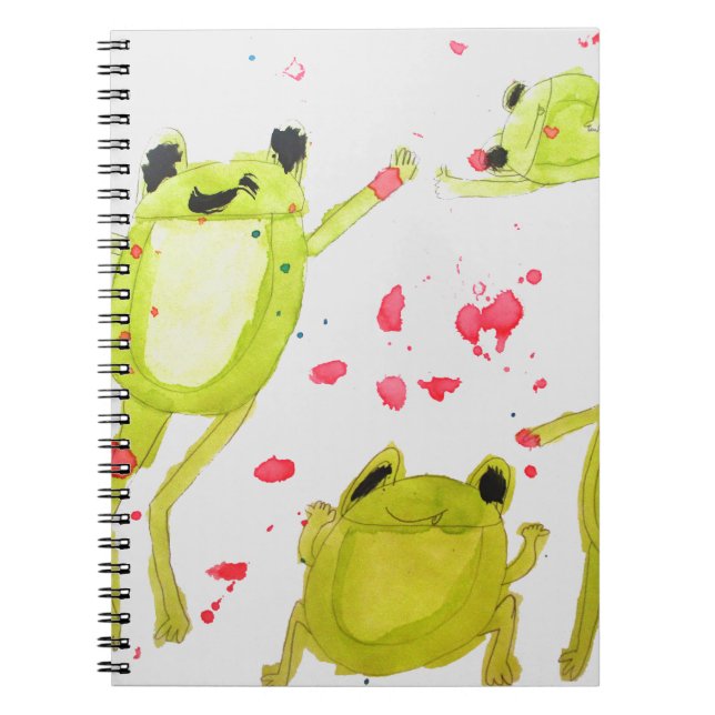 Cute frog illustration spiral notebook (Front)