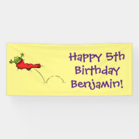 Cute frog in a red sock jumping cartoon