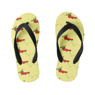 Cute frog in a red sock jumping cartoon kid's jandals