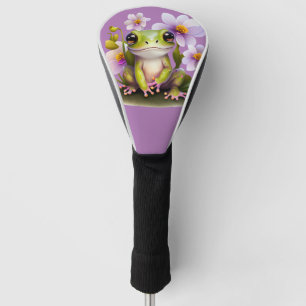 Cute Frog in Flowers Golf Head Cover