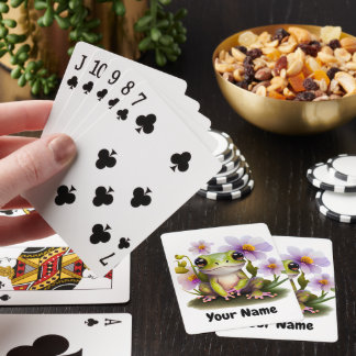 Cute Frog in Flowers Playing Cards