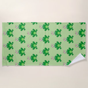 Cute frog in love beach towel