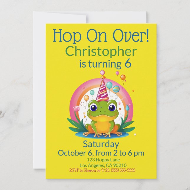 Cute Frog Kids Birthday Invitation (Front)
