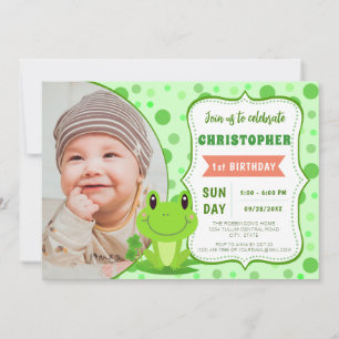 Cute Frog kids Birthday Party Invitation