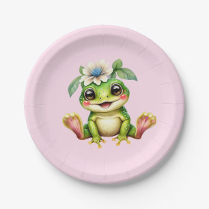 Cute Frog Kids Birthday Party Paper Plate