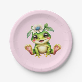 Cute Frog Kids Birthday Party Paper Plate