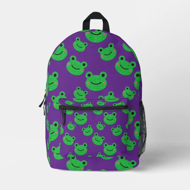 Cute Frog Kids School Printed Backpack (Front)