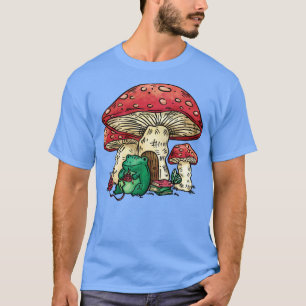Cute Frog Knitting Mushrooms Farmcore Countrycore T-Shirt