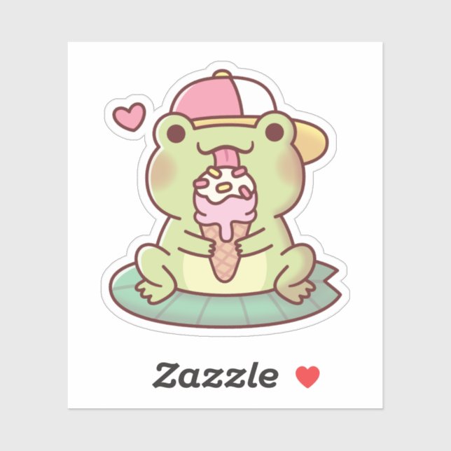 Cute Frog Licking On Ice Cream (Sheet)