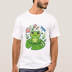 Cute Frog Lily Pad Lotus Kawaii Animal T-Shirt