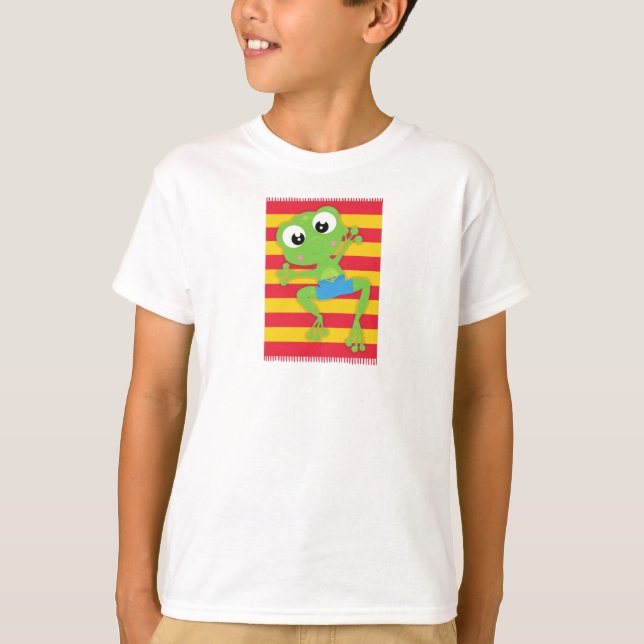 Cute Frog, Little Frog, Green Frog, Beach Towel T-Shirt (Front)