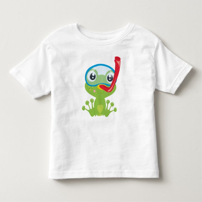 Cute Frog, Little Frog, Green Frog, Snorkel Toddler T-Shirt (Front)