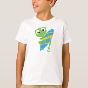 Cute Frog, Little Frog, Green Frog, Surfing Board T-Shirt