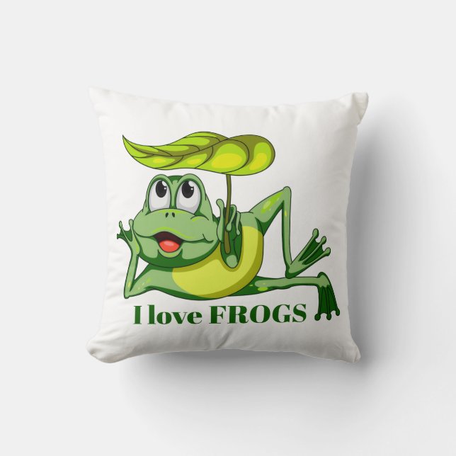 Cute frog lovers add message decor pillow (Front)