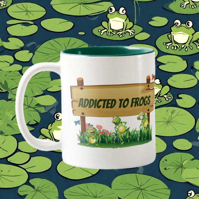 Cute frog lovers add name Two-Tone coffee mug (Creator Uploaded)