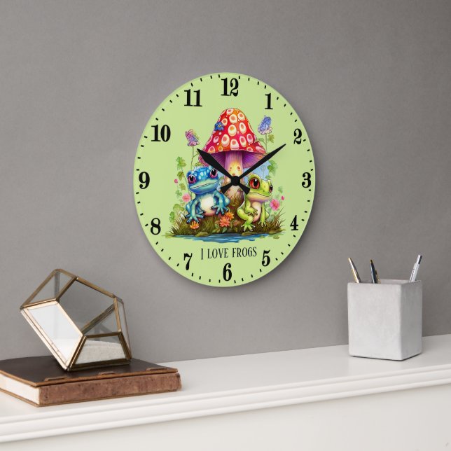 cute frog lovers add text large clock (Office)