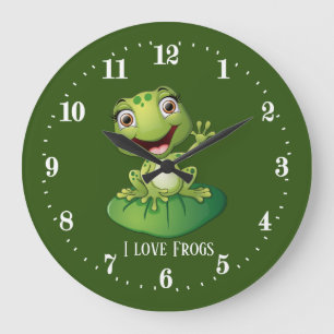 cute frog lovers add text large clock