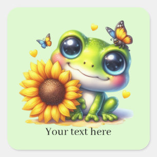 Cute frog lovers customisable  square sticker