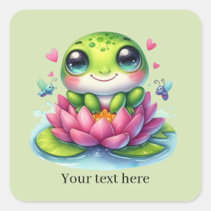 Cute frog lovers customisable  square sticker