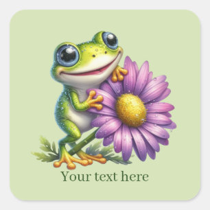 Cute frog lovers customisable  square sticker