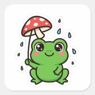 Cute Frog Mushroom Umbrella Rain Sticker