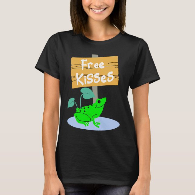Cute Frog Offering Free Kisses T-Shirt (Front)