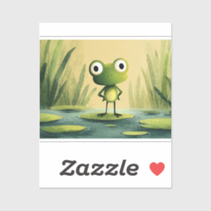 Cute Frog on Lily Pad – Whimsical Cartoon Art