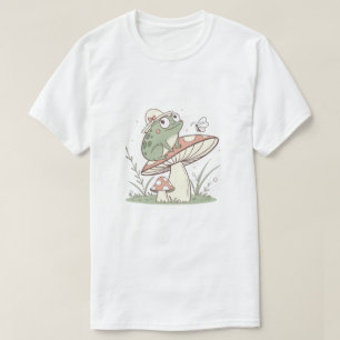 Cute Frog on Mushroom T-Shirt Whimsical Cottagec
