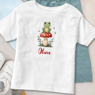 Cute Frog on Red Mushroom Toddler T-Shirt