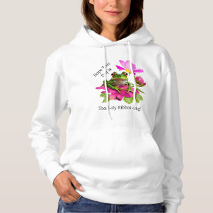 Cute Frog or Toad Pun on Pink Flowers Hoodie