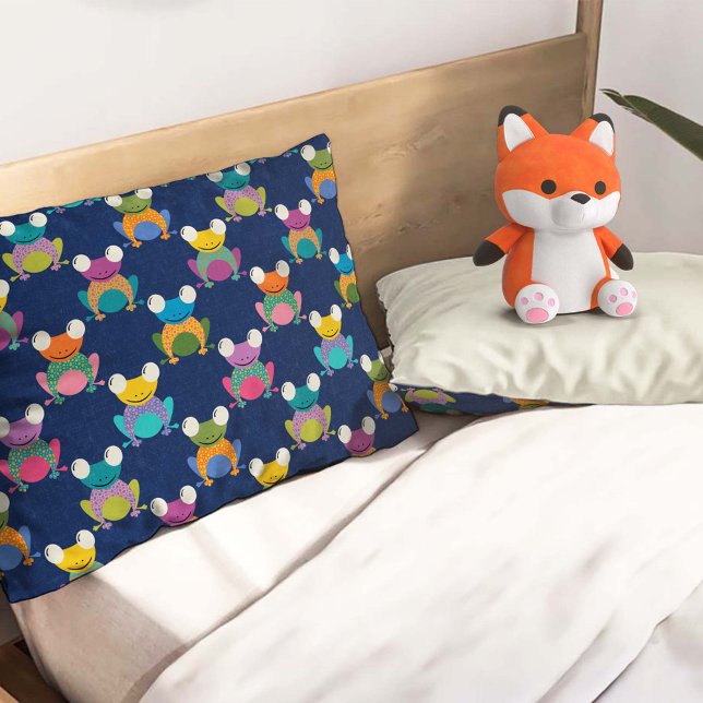 Cute Frog Pattern on Blue Pillowcase (Creator Uploaded)