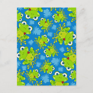 Cute Frog Patterned Postcard