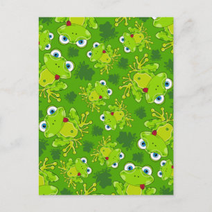 Cute Frog Patterned Postcard