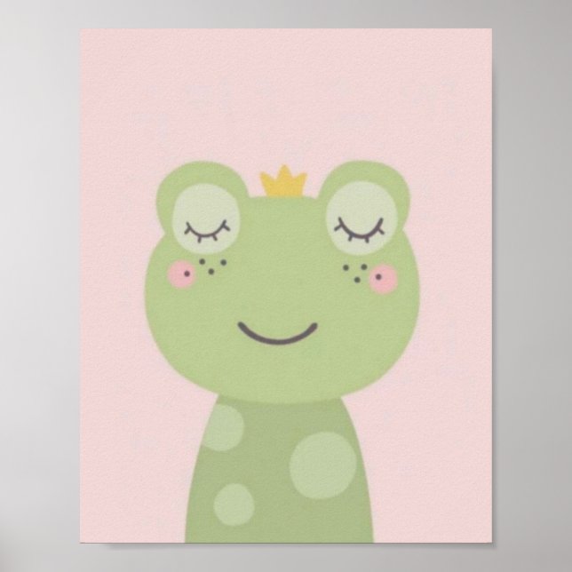 Cute frog.pink background. poster (Front)