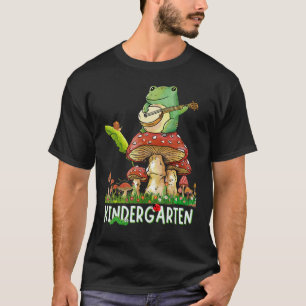 Cute Frog Playing Banjo Snail Mushroom Kindergarte T-Shirt