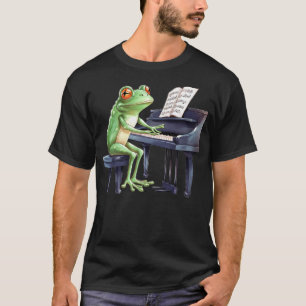 Cute Frog Playing Piano Musician Music T-Shirt