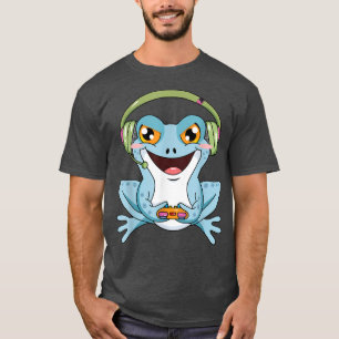 Cute Frog Playing Video Game Funny Gamer Frog Amph T-Shirt