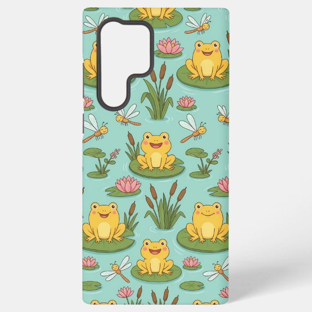 Cute Frog Pond Pattern Samsung Galaxy S22 Ultra Case (Back)