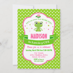 Cute Frog Princess Invitation for a Girl