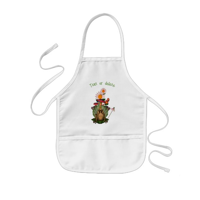 Cute Frog Princess On Throne Kids Apron (Front)