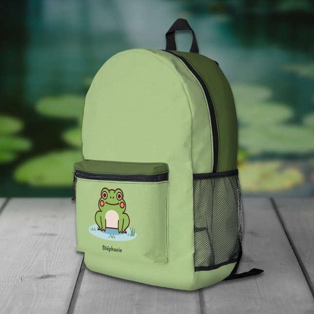 Cute Frog  Printed Backpack (Cute Frog Green Backpack)