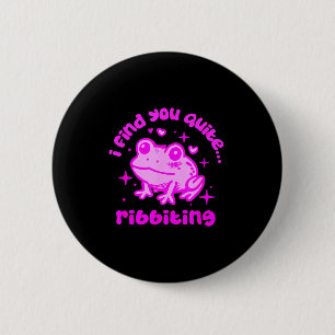 Cute Frog Pun Ribbiting Frog Lovers Quote Design 6 Cm Round Badge