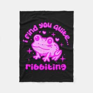 Cute Frog Pun Ribbiting Frog Lovers Quote Design  Fleece Blanket