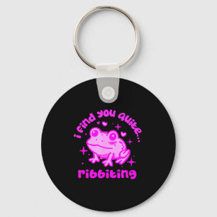 Cute Frog Pun Ribbiting Frog Lovers Quote Design  Key Ring
