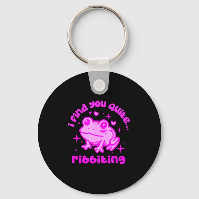 Cute Frog Pun Ribbiting Frog Lovers Quote Design  Key Ring (Front)