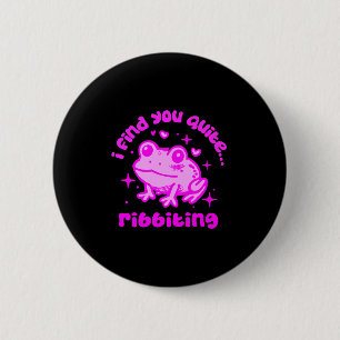 Cute Frog Pun Ribbiting Frog Lovers Quote Design P 6 Cm Round Badge